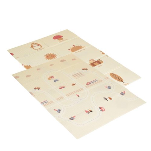 Moni Toys nagyméretű szivacs játszószőnyeg babáknak 120 × 180 cm – pasztell holiday / autós mintával