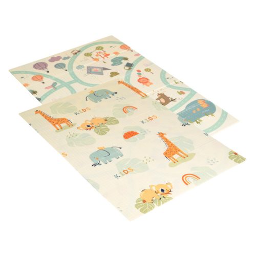 Moni Toys nagy méretű szivacs játszószőnyeg babáknak – színes állatkák, 120x180 cm