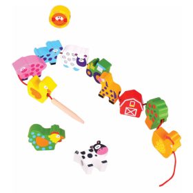   Tooky Toy Felfűzhető Farm Fajáték – Állatos fűzőkészlet kisgyermekeknek