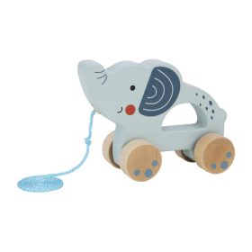   Tooky Toy húzható fa elefánt fajáték – pasztell szín, 18 hó+