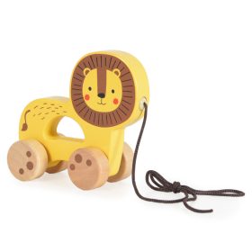   Tooky Toy fa húzható oroszlán – sárga fejlesztő bébijáték