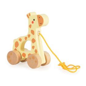   Tooky Toy húzható fa zsiráf fajáték – sárga mozgásfejlesztő játék, 18 hó+