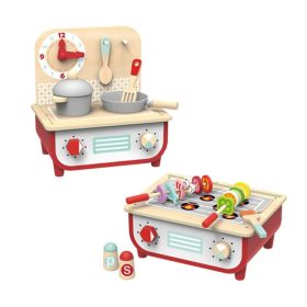   TOOKY Toy fa konyhaszett és barbecue – 2 az 1-ben szerepjáték főző és grill készlet gyerekeknek
