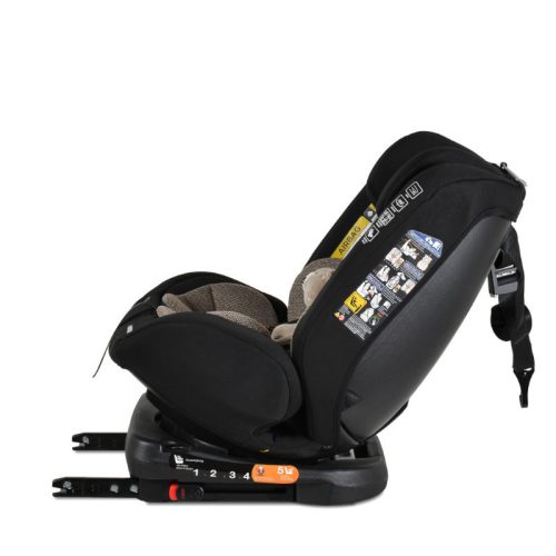 Moni i-MAXX forgatható autósülés ISOFIX rendszerrel (40–150 cm) – bézs, 2 plüss játékkal és kényelmi párnával