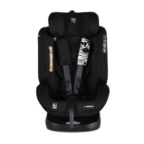 Moni i-MAXX forgatható autósülés ISOFIX rendszerrel (40–150 cm) – fekete, 2 plüss játékkal és kényelmi párnával