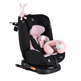   Moni i-MAXX forgatható autósülés ISOFIX rendszerrel (40–150 cm) – pink, 2 plüss játékkal és kényelmi párnával